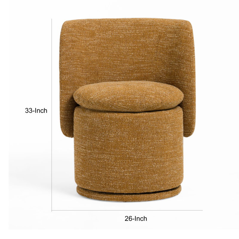Chaise pivotante 26 po Reno Nori, polyester jaune, bois de peuplier massif