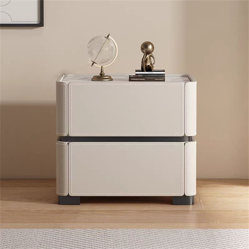 Saddle Leather Luxury 2-Drawer Bedside Table