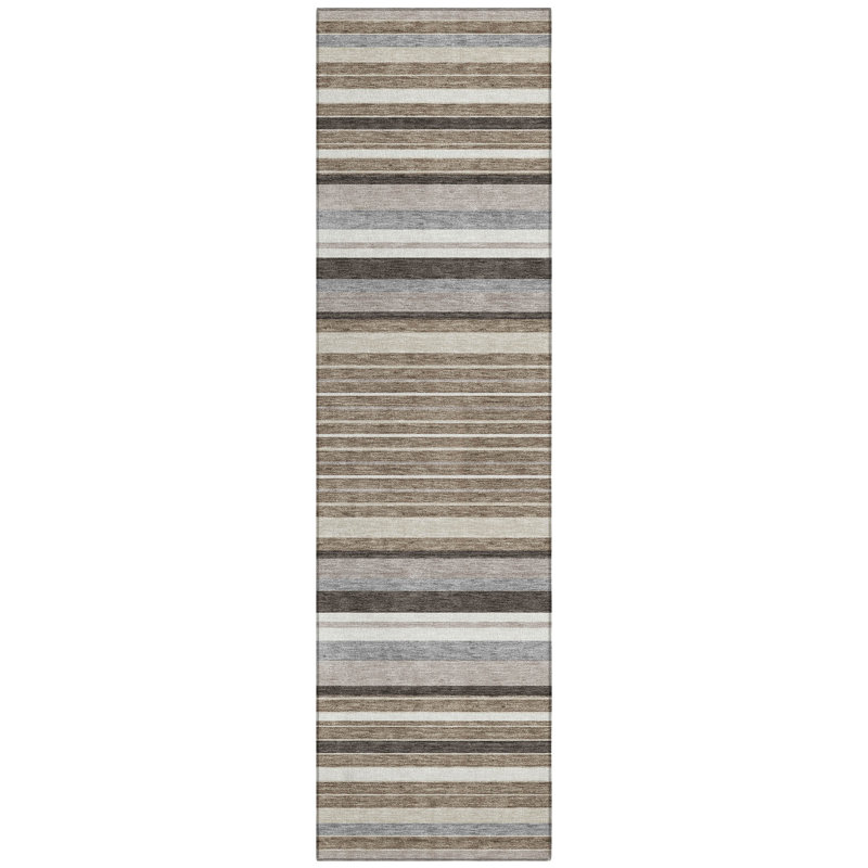 Machine Washable Indoor/Outdoor Drennen ACN2330 Stripes Rug, Runner 2'3" x 7'6"