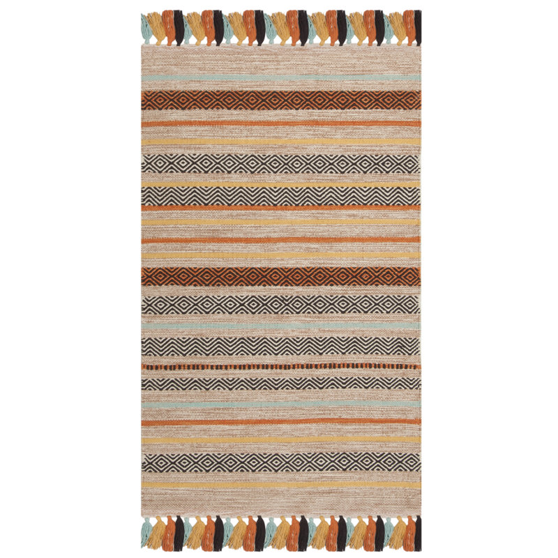 Montauk Hand Woven Cotton Striped Rug, Rectangle 2'6" x 4'
