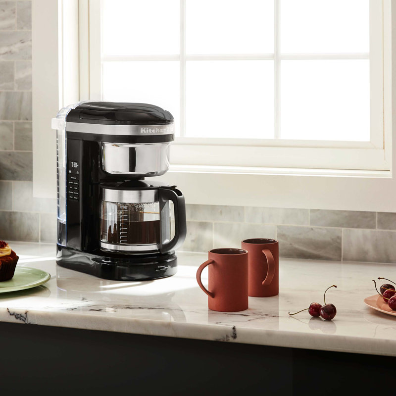 KitchenAid 12 Cup Drip Coffee Maker with Spiral Showerhead, Onyx Black