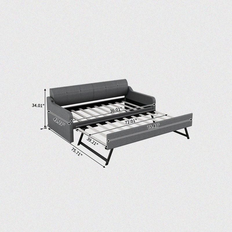 Katoria Upholstered Daybed, Gray