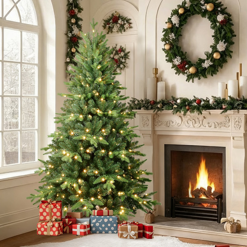 Arbre de Noël artificiel vert pré-éclairé, 7'