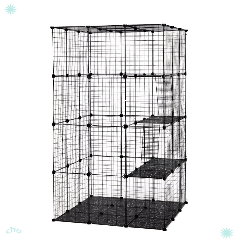 3-Tier Wire Cat Cage, Large Kennels Playpen With 3 Platforms