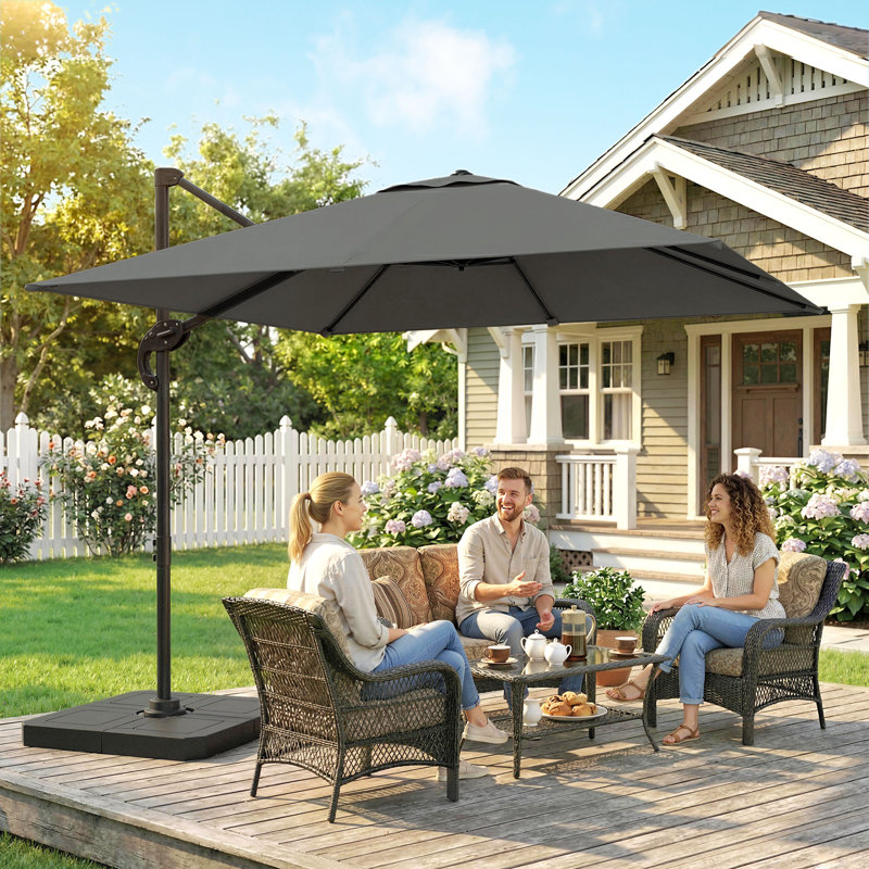 Parasol de patio en porte-à-faux décalé de 8 pi x 8 pi avec poids de base, UPF50 +