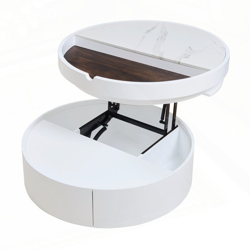 Table basse à plateau rond blanc