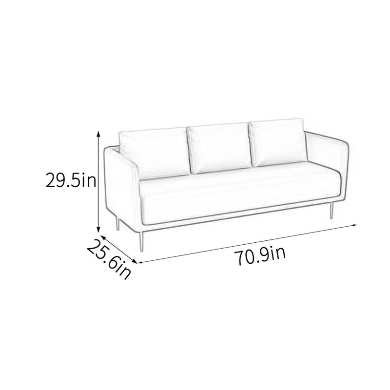 Canapé de bureau léger et luxueux, Orange, blanc cassé