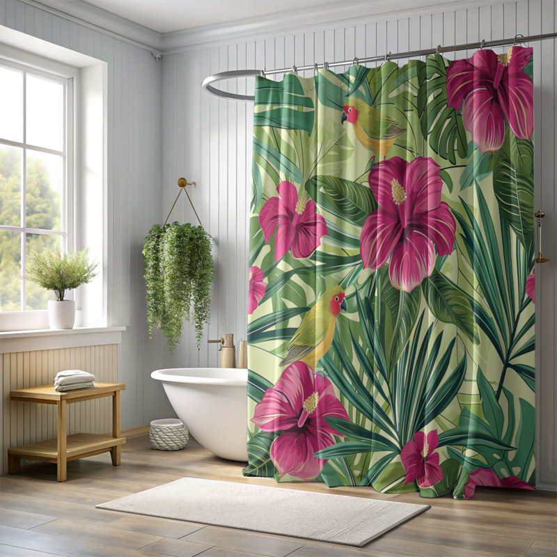 Rose d'été - Rideau de douche Premium, H 74 po x l 71 po