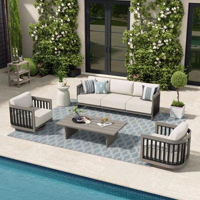 Ensemble de conversation pivotant en aluminium pour 5 personnes Sereno Patio
