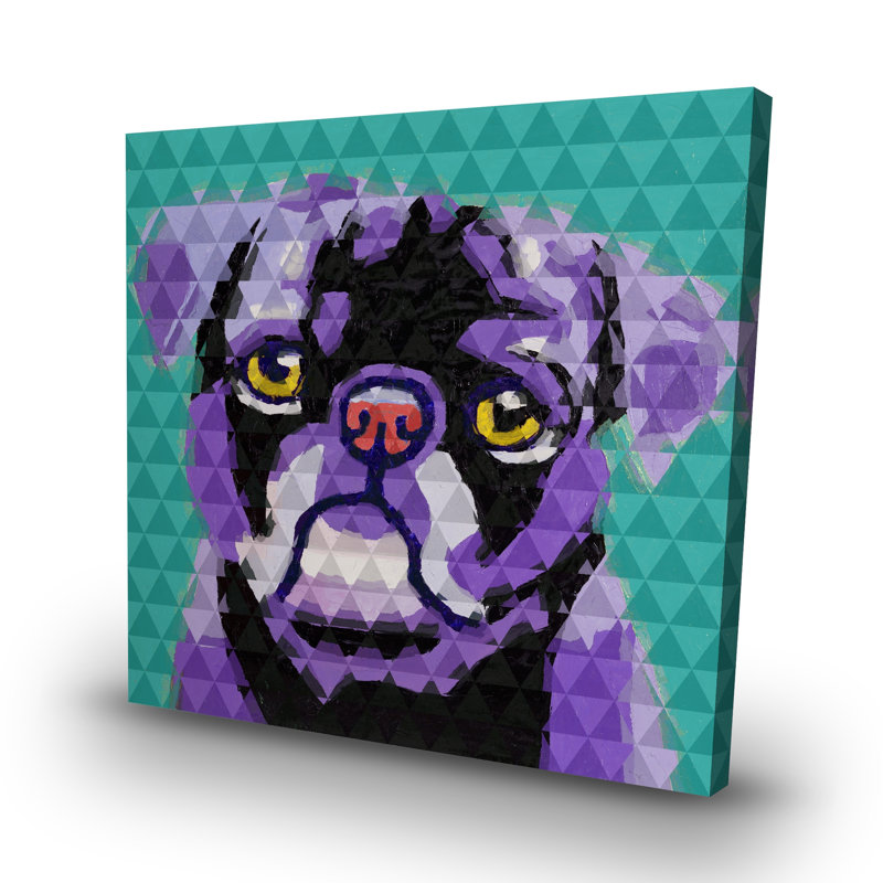 Geometric pug - 32"x32" art on canvas