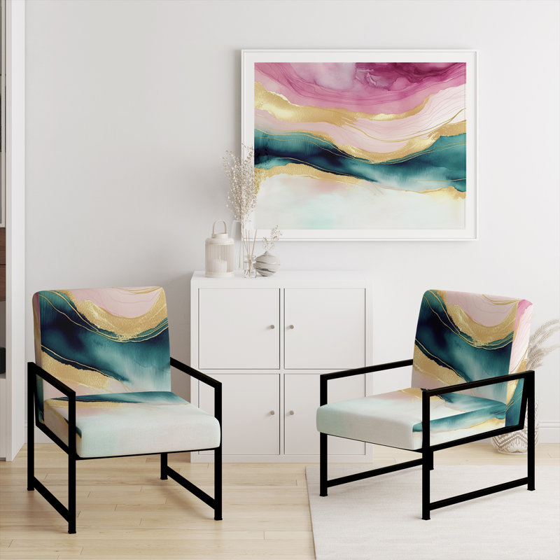 Cullivan - Fauteuil d'appoint rembourré en marbre, Noir, noir, noir, noir