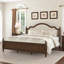 Lit tapissier Mid-Century moderne en bois massif avec tête de lit brun clair-554144176-554144177