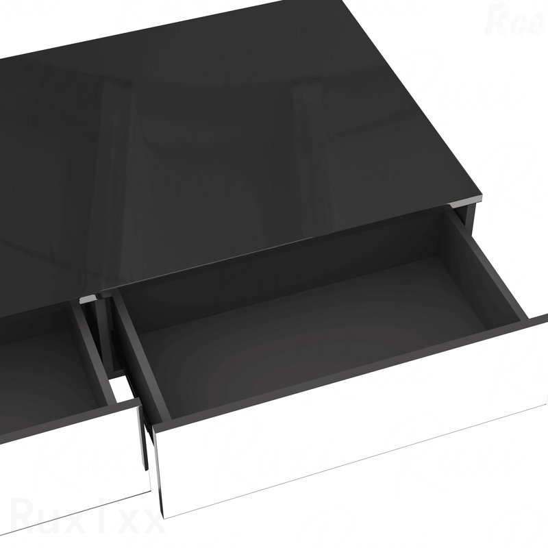 Table basse rectangulaire 47,3 po pour salon avec rangement et base en métal 2 tiroirs