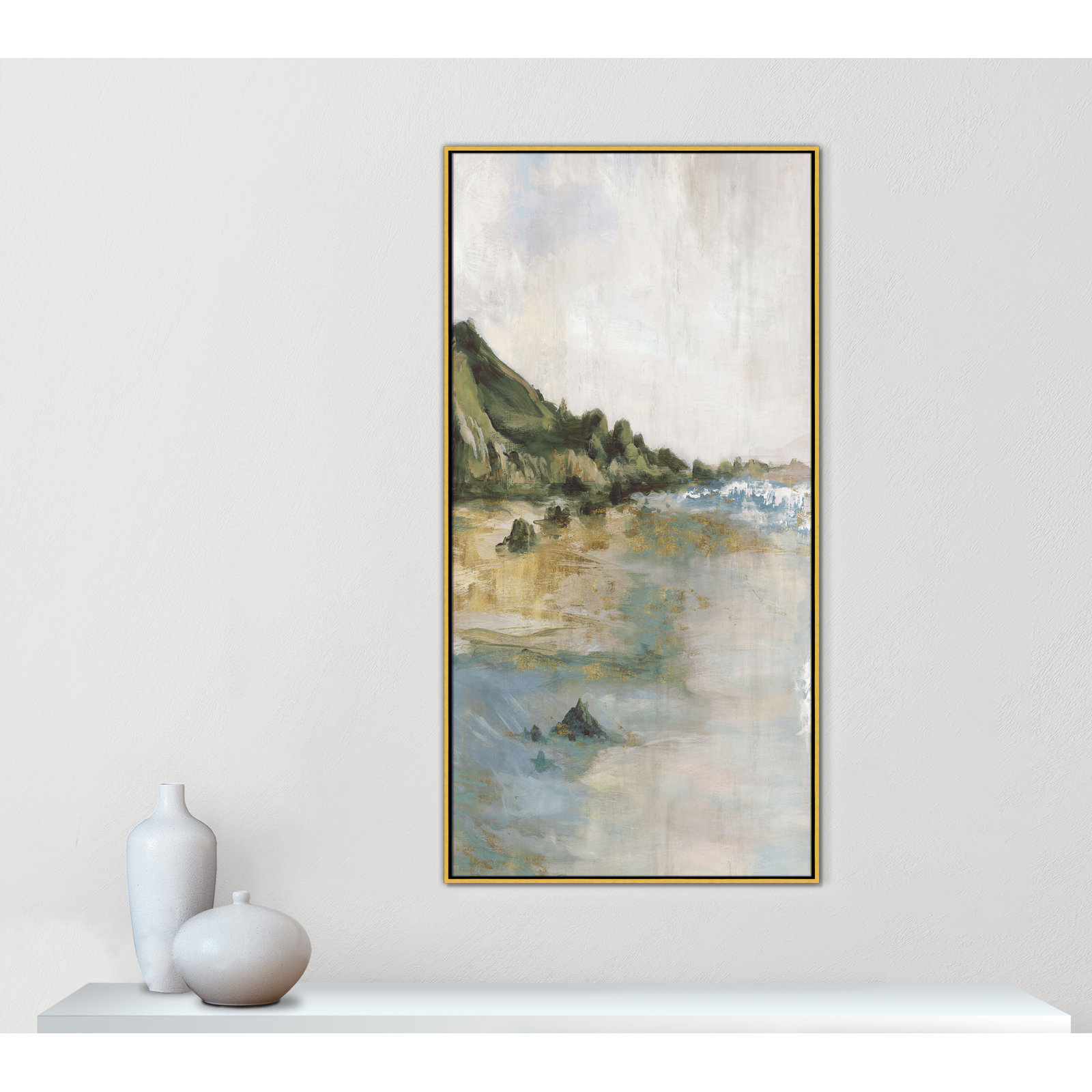 Tide’s Edge Print by , 61.5" H x 31.5" W, Gold