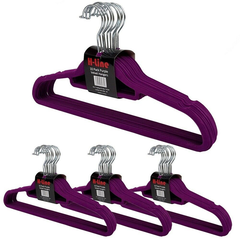 Velvet Standard Hanger for Dress/Shirt/Sweater, Purple