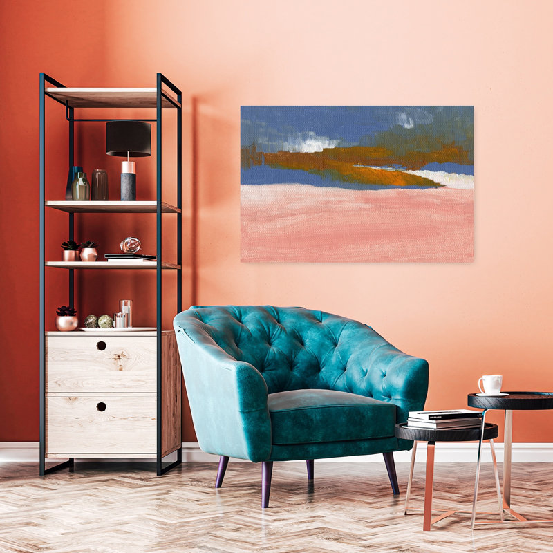 «Pink Desert Horizon», art abstrait coloré, paysage de rêve