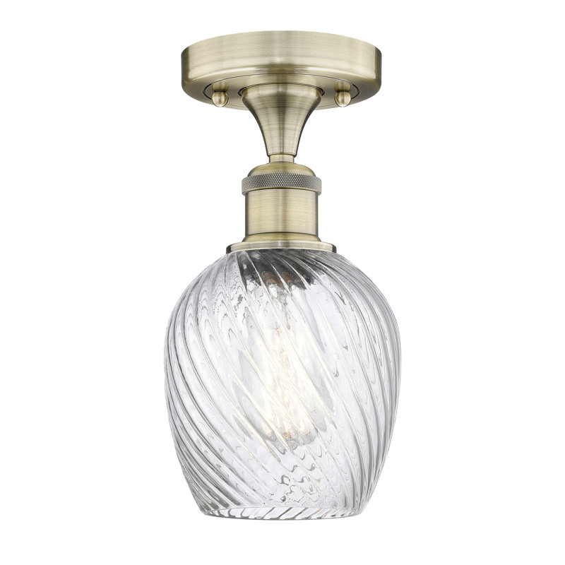 Plafonnier semi-encastré en verre Veniece, Laiton antique