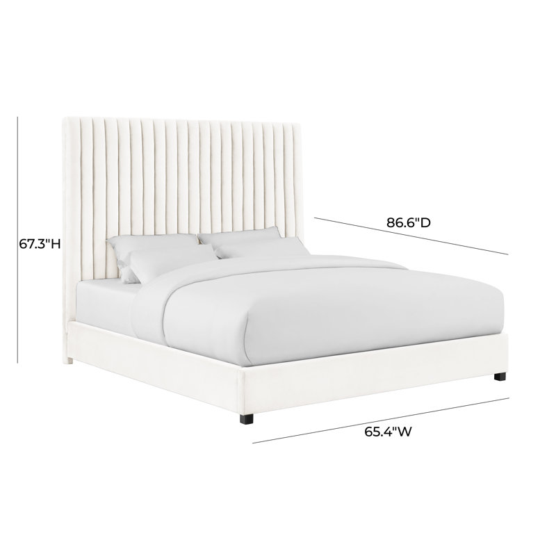Arabelle White Velvet Bed In UK, King (5')