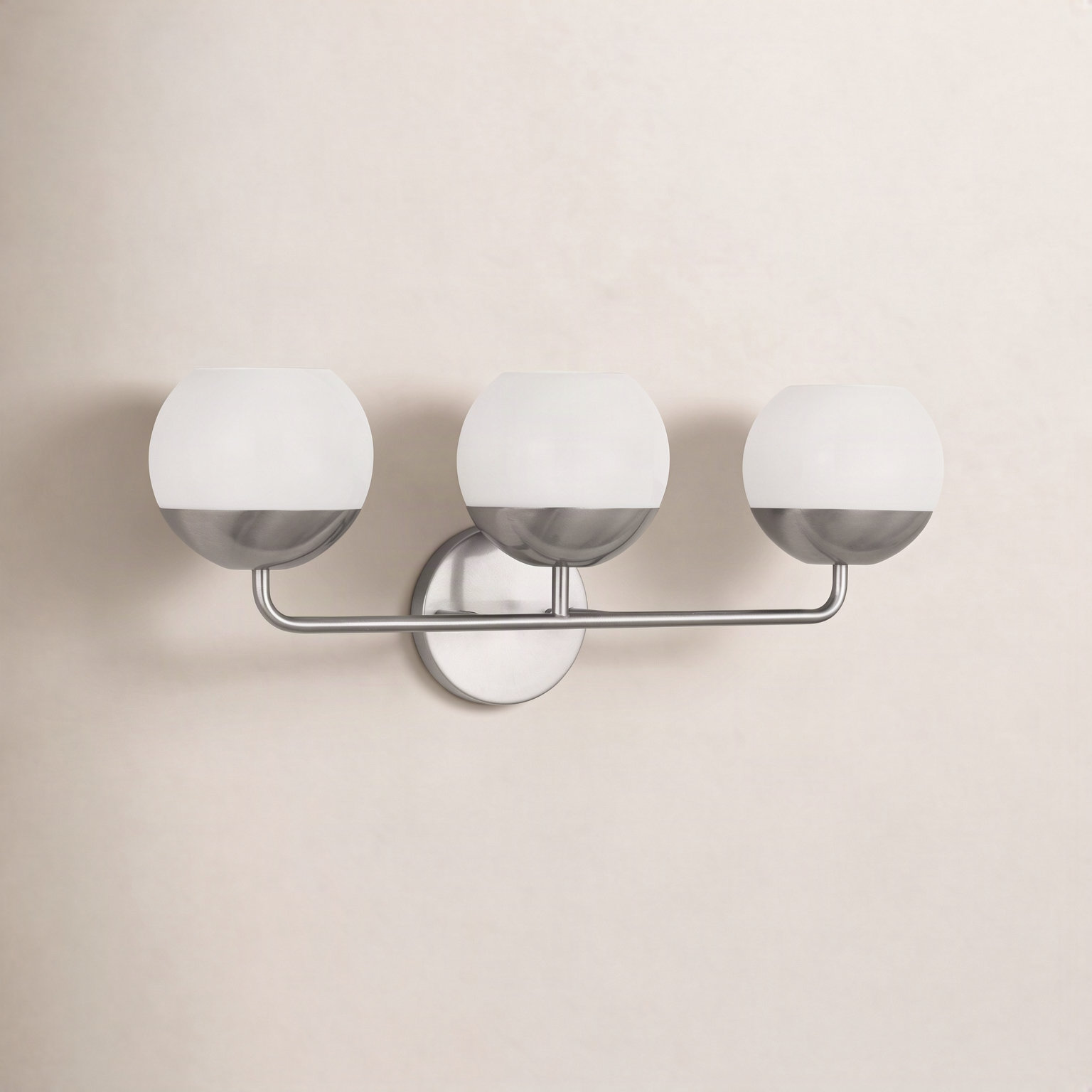 Avoca 3 Light Frosted Dimmable Vanity Light, Brushed Nickel