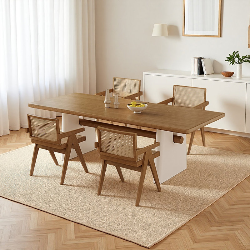 Ensemble de table de salle à manger moderne en bois massif avec 6 chaises