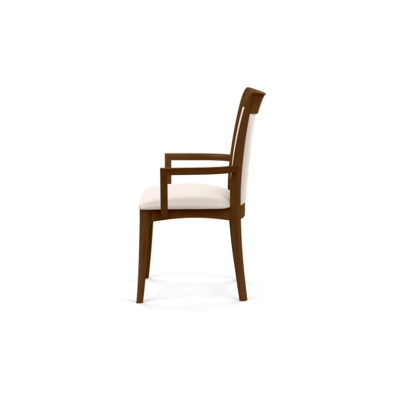 Morgan Upholstered Arm Chair, White, Saddle Cherry