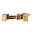 Ensemble de cuisine extérieure en cèdre naturel 7 pièces en forme de U avec évier, espace barbecue, meuble réfrigérateur, double rangement d'angle et bar-136140750