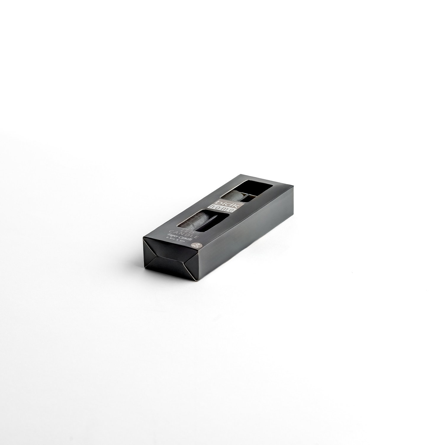 2 Pc  Sm Champagne Taper Flameless Candle, Black