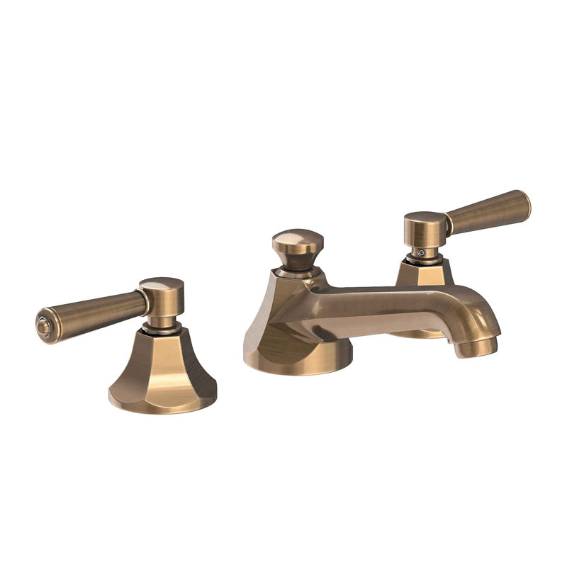 Metropole Widespread Bathroom Faucet with Drain Asssembly, Antique Brass