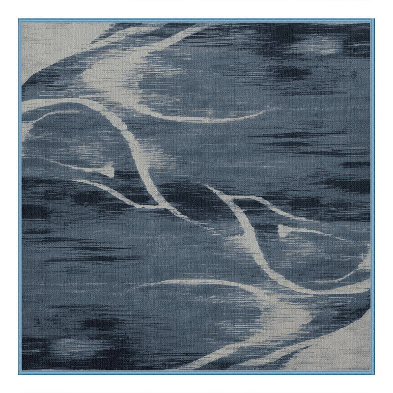 Tapis bleu abstrait lavable à la machine