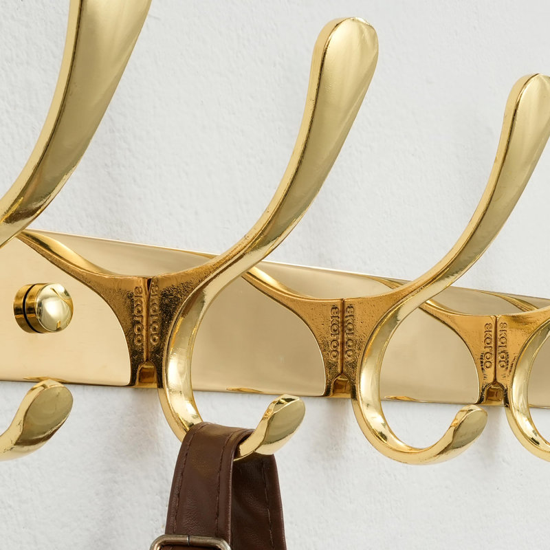 Stainless Steel Wall Mounted Required 10 - Hook Wall Mounted Coat Rack, Gold