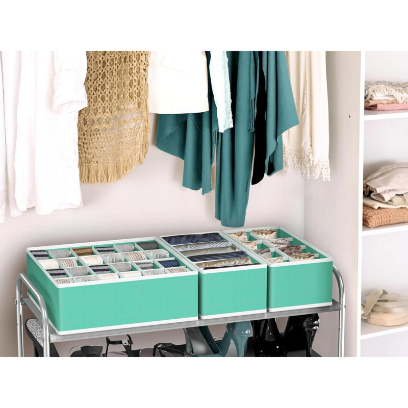Ensemble de 4 séparateurs de sous-vêtements Closet, Turquoise