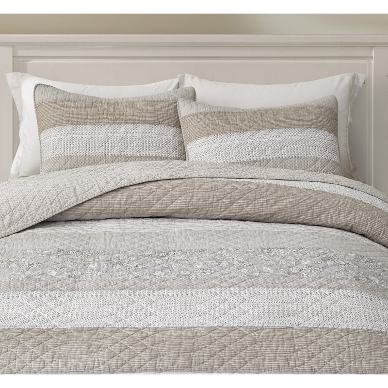 Robyn Cotton Patchwork Reversible Quilt Set, Queen Quilt + 2 Standard Shams