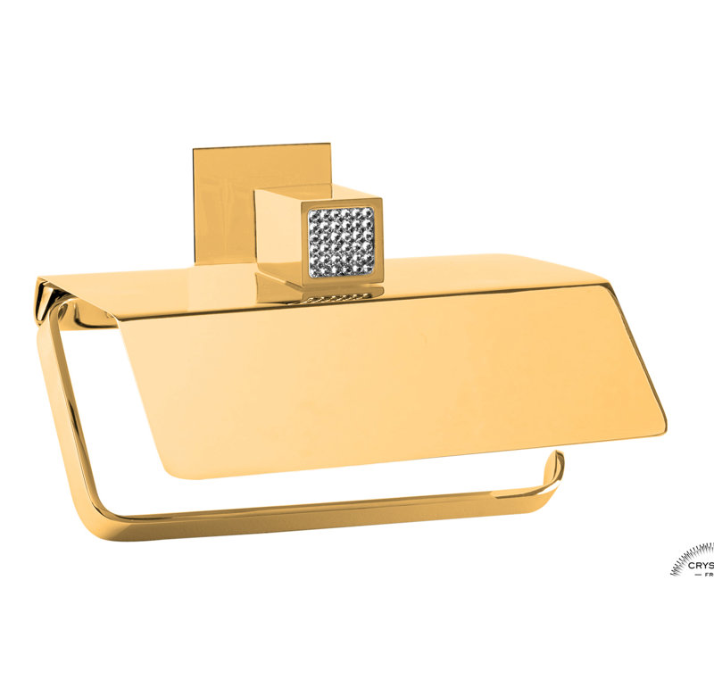 Porte-papier hygiénique mural avec cristal swarovski couvercle Skip Diamond, Or
