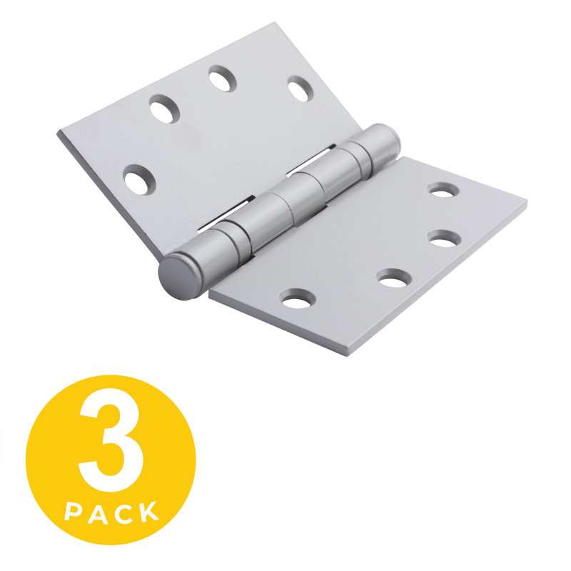 4.5 in. x 4.5 in. Full Mortise Squared Ball Bearing Hinge with Removable Pin - Pack of 3