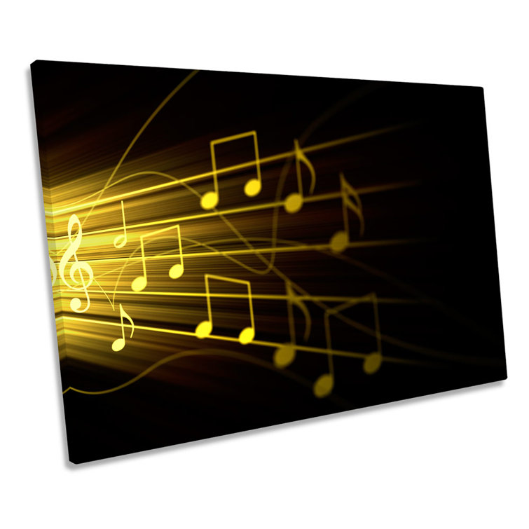 Yellow Musical Notes Abstract - Wrapped Canvas Print