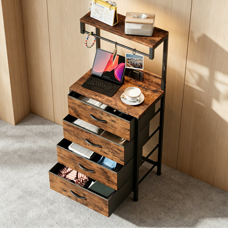 38.5cm W Metal Bedside Table