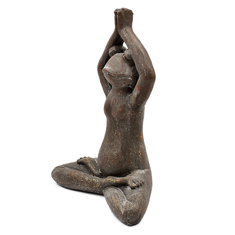 Figurine grenouille brune en magnésium et yoga