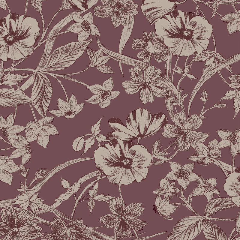 Laura Ashley Summerhill Pale Blackberry Removable Wallpaper