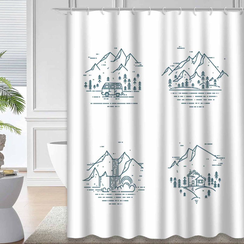 Rideau de douche Flat Line Wild Landscape, L 72 po x l 84 po