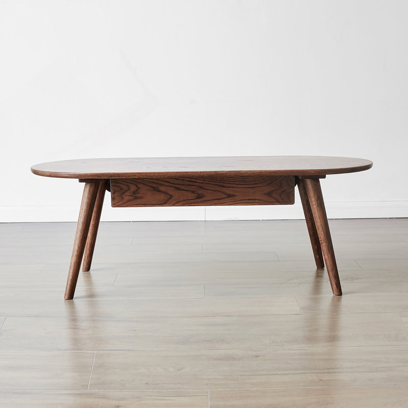 Table basse rectangulaire avec plateau et tiroir en bois massif