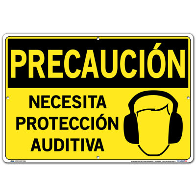 Caution Sign Hearing Protection Required -  Vestil, SI-C-42-D-AL-040-S