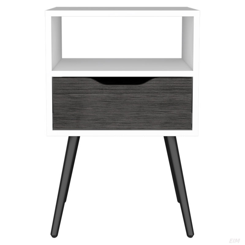 1-Drawer 1-Shelf Nightstand, Superior Top, Smoked