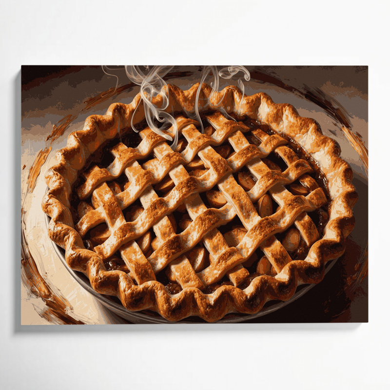 Dessert, tarte aux pommes, art mural sur toile brune, H 16 po x l 20 po