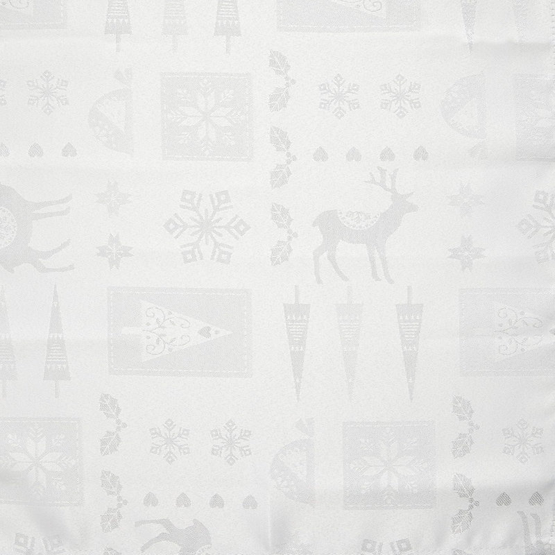 Christmas Tablecloth Christmas Theme Embossed Design, White/Metallic Silver, 52cm W x 228cm L