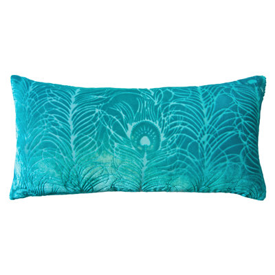 Peacock Feather Velvet Rectangle Pillow Cover & Insert