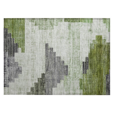 Machine Washable Indoor/Outdoor Xhevrie Fern Rug