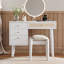 Ensemble de coiffeuse classique en rotin avec 4 tiroirs, ports USB et tabouret confortable pour une utilisation élégante et pratique-1794450801