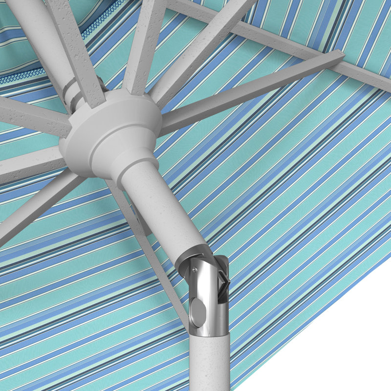 Parasol de marché 7,5', Sunbrella® Dolce à rayures oasis, Blanc, Sunbrella®