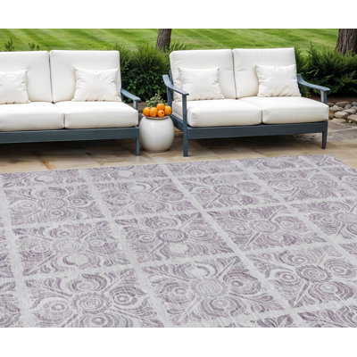 Tapis intérieur / extérieur argenté 9 'x 12' Medallion