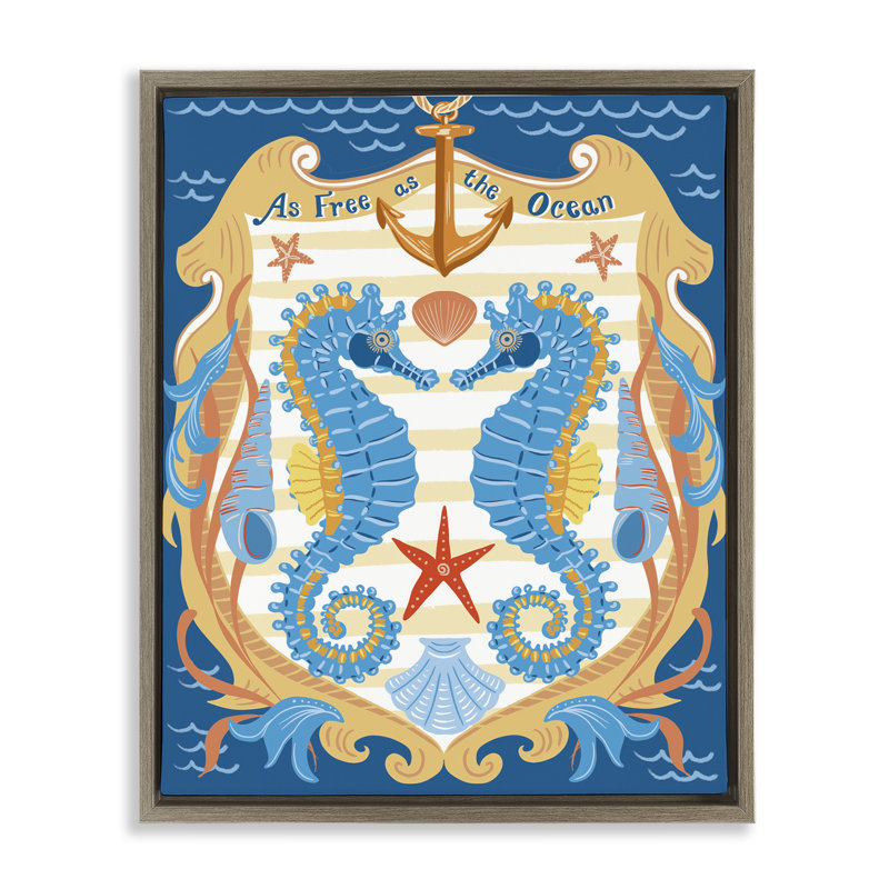  Free As Ocean Seahorses Canvas Wall Art by Jo Reid, H 21 po x l 17 po, Cadre flottant orme Montalcino